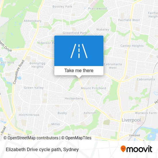 Elizabeth Drive cycle path map