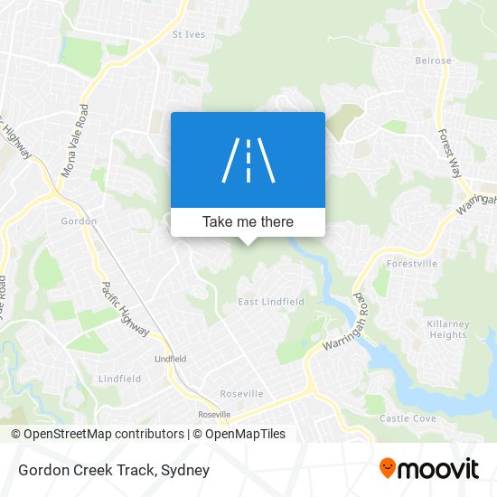 Mapa Gordon Creek Track