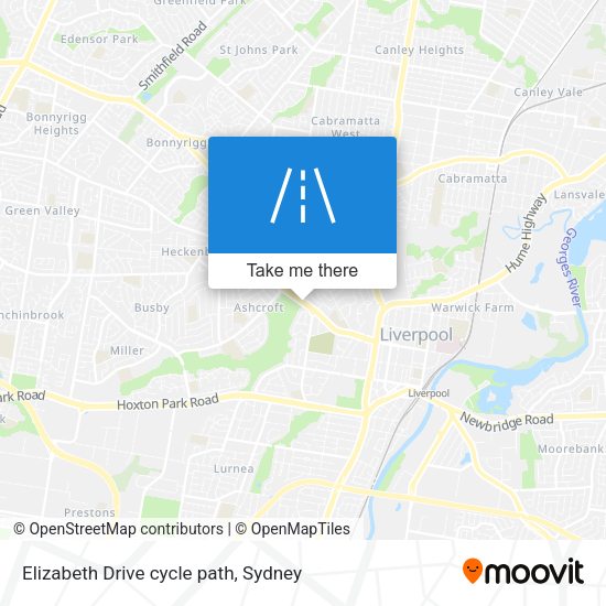 Elizabeth Drive cycle path map