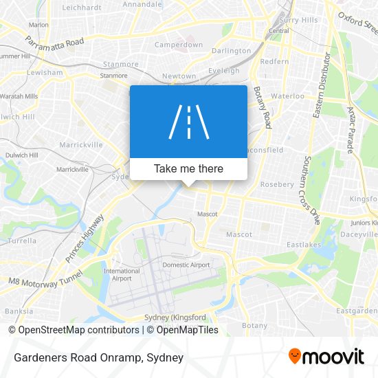 Gardeners Road Onramp map