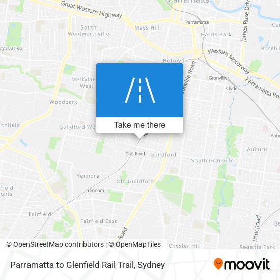 Parramatta to Glenfield Rail Trail map