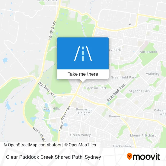 Clear Paddock Creek Shared Path map