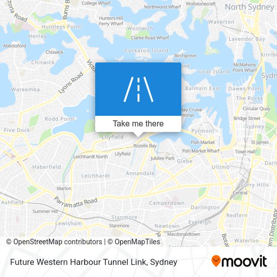 Future Western Harbour Tunnel Link map