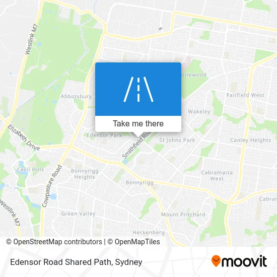 Mapa Edensor Road Shared Path
