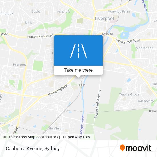 Mapa Canberra Avenue