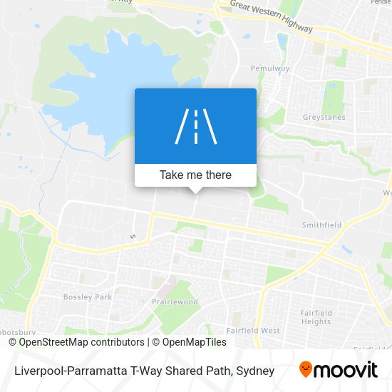 Liverpool-Parramatta T-Way Shared Path map