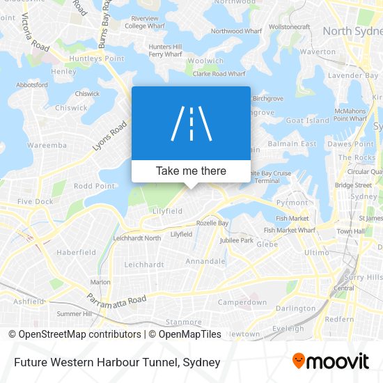 Future Western Harbour Tunnel map