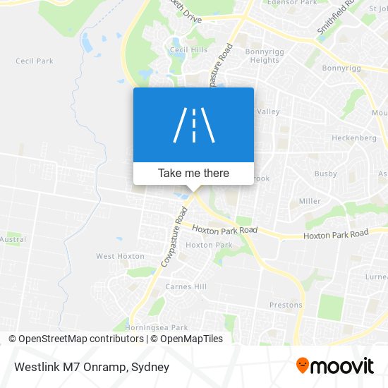 Westlink M7 Onramp map