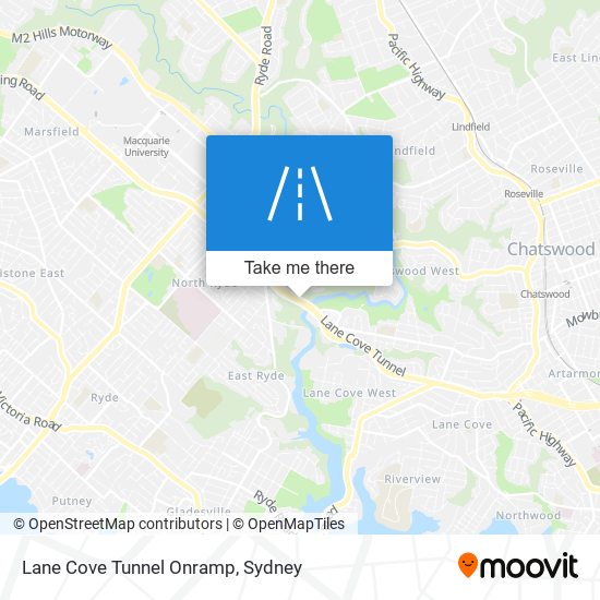 Mapa Lane Cove Tunnel Onramp