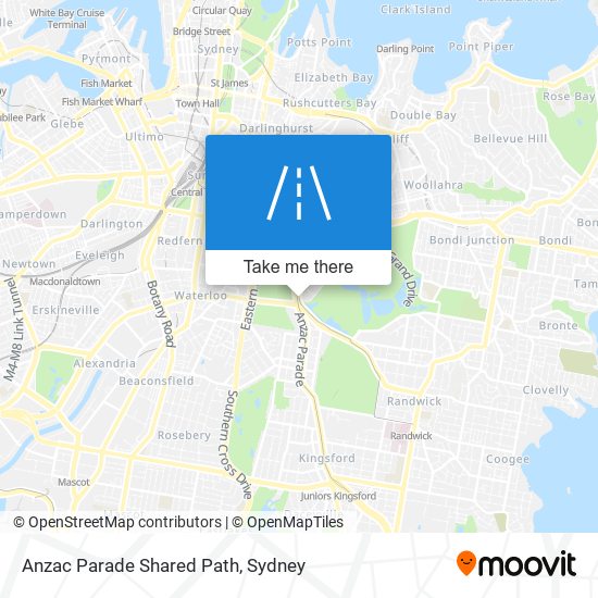 Mapa Anzac Parade Shared Path