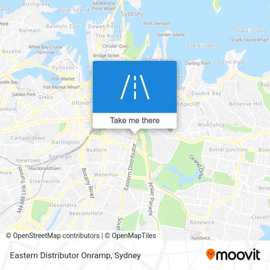 Mapa Eastern Distributor Onramp