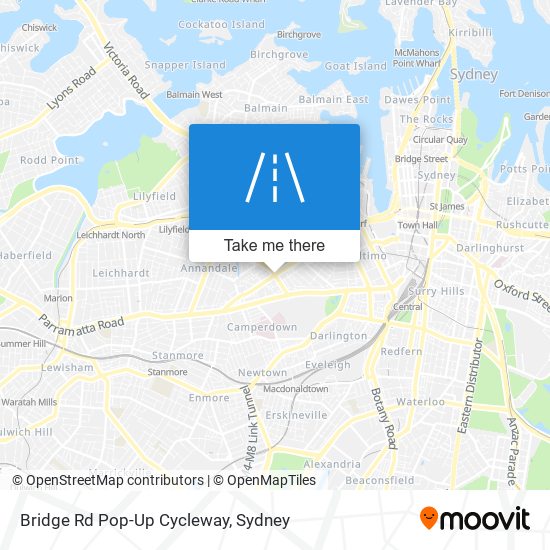 Mapa Bridge Rd Pop-Up Cycleway