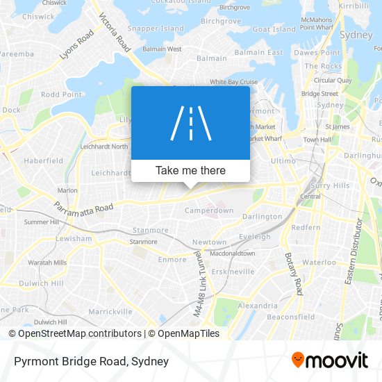 Pyrmont Bridge Road map