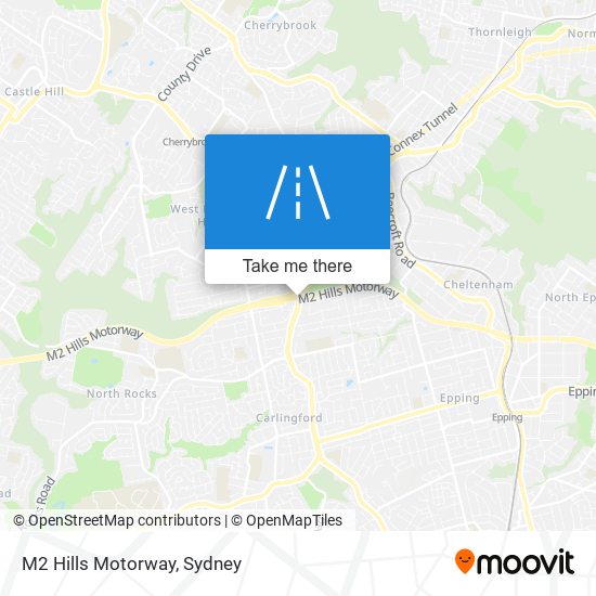 M2 Hills Motorway map