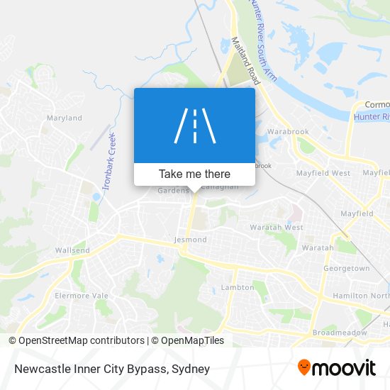 Newcastle Inner City Bypass map