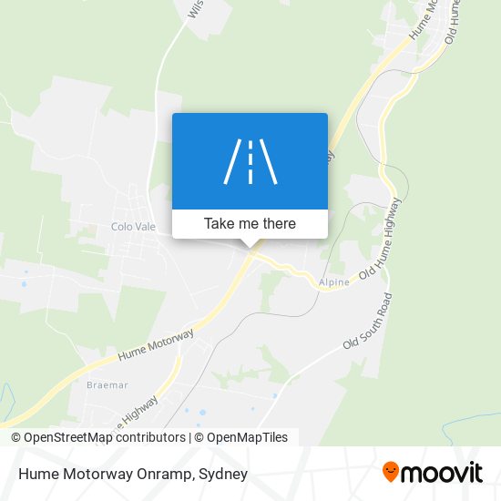 Mapa Hume Motorway Onramp