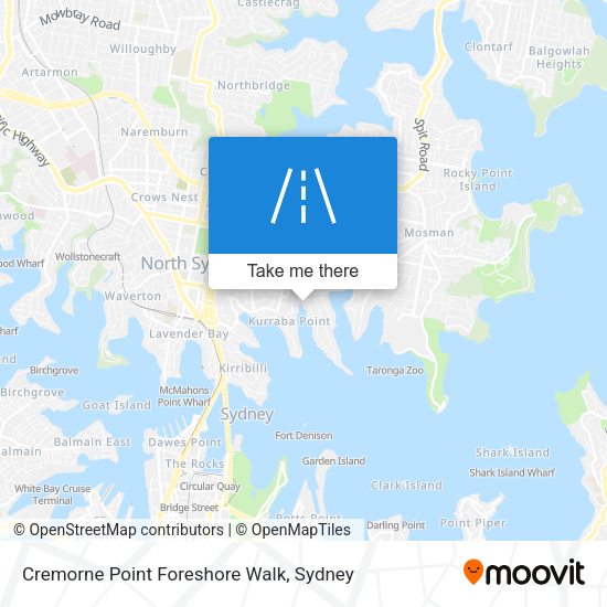Cremorne Point Foreshore Walk map