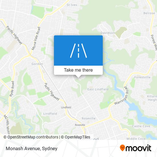 Mapa Monash Avenue