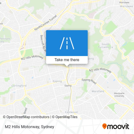 M2 Hills Motorway map