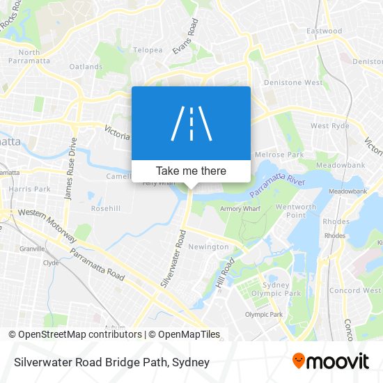 Silverwater Road Bridge Path map