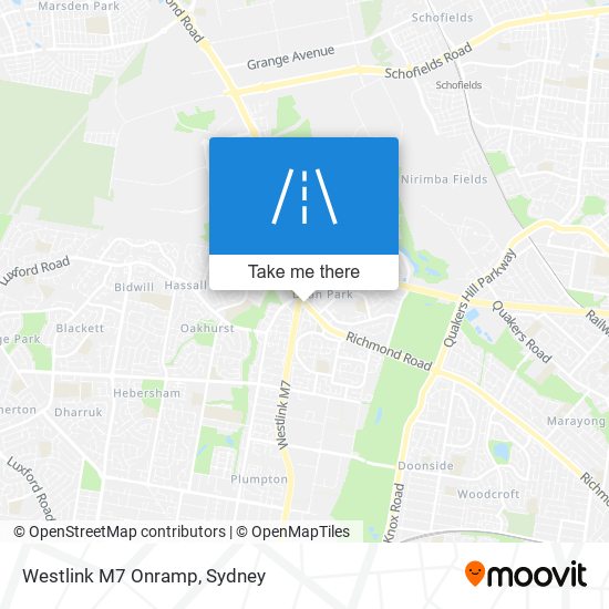 Westlink M7 Onramp map