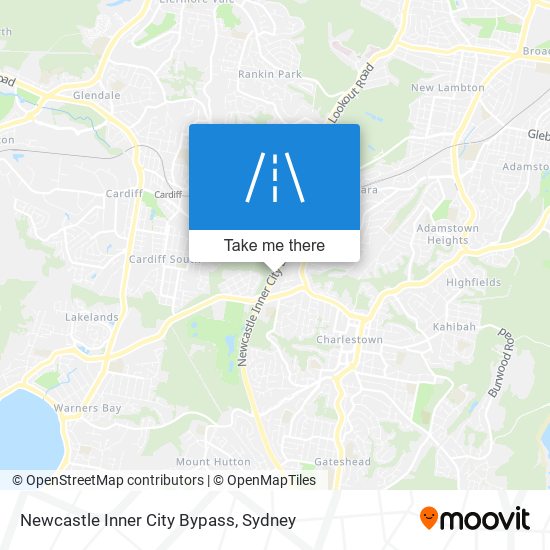 Mapa Newcastle Inner City Bypass