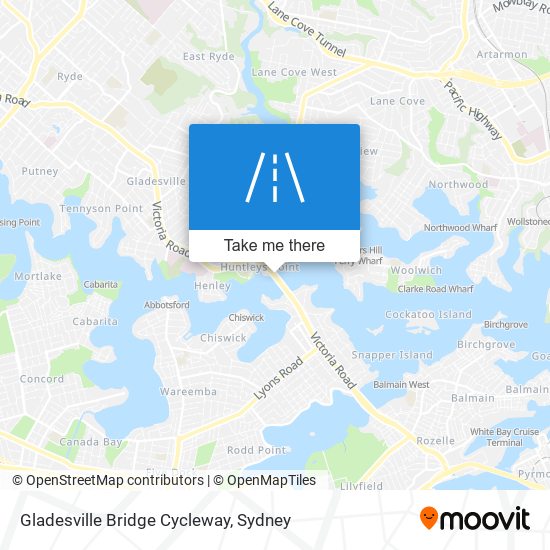 Mapa Gladesville Bridge Cycleway