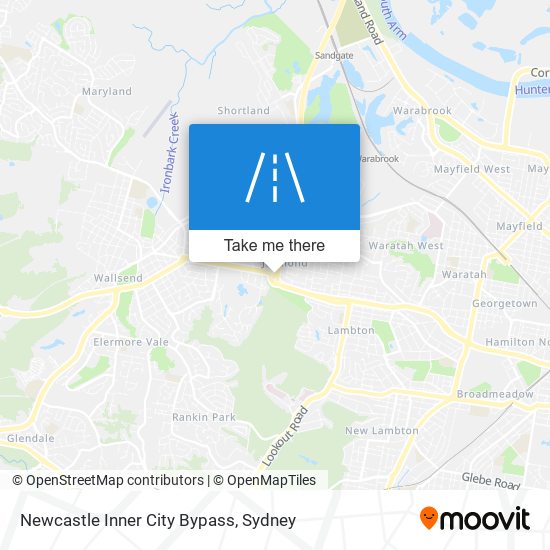 Newcastle Inner City Bypass map