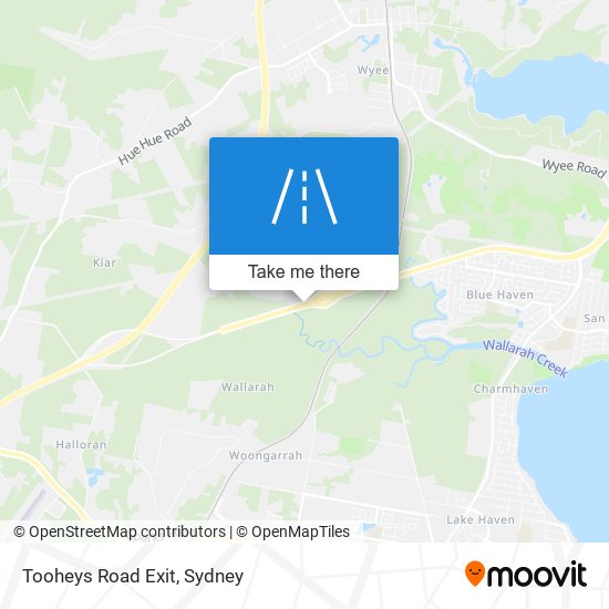 Tooheys Road Exit map
