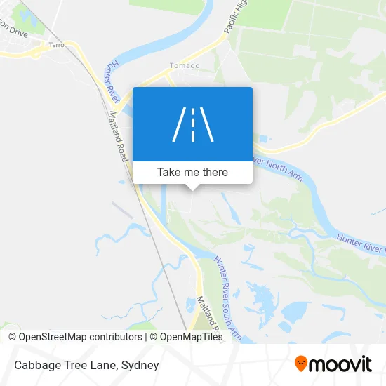 Mapa Cabbage Tree Lane