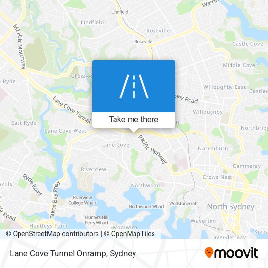 Lane Cove Tunnel Onramp map