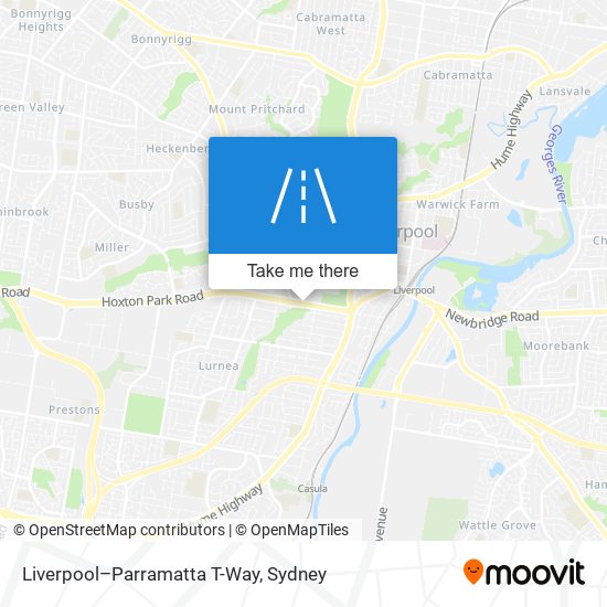 Liverpool–Parramatta T-Way map