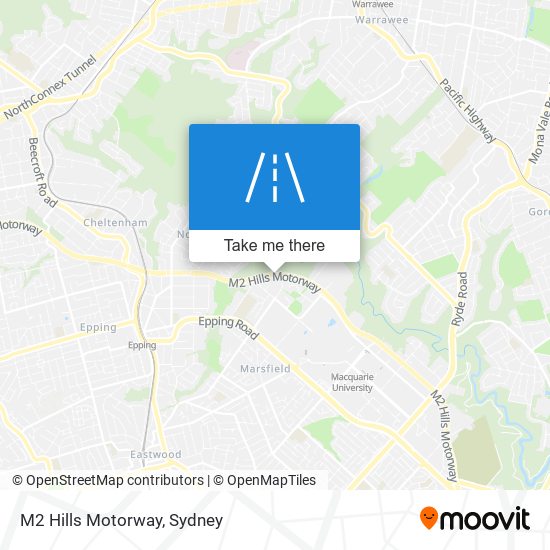 M2 Hills Motorway map