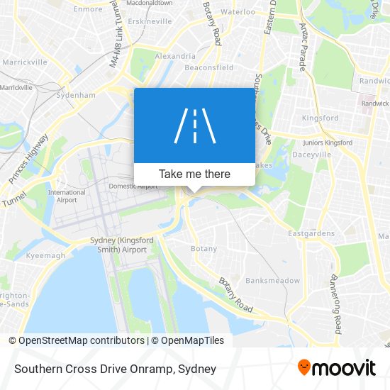 Southern Cross Drive Onramp map