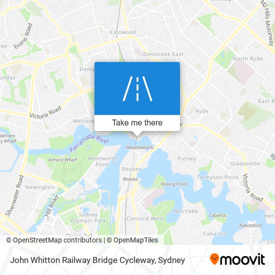 John Whitton Railway Bridge Cycleway map