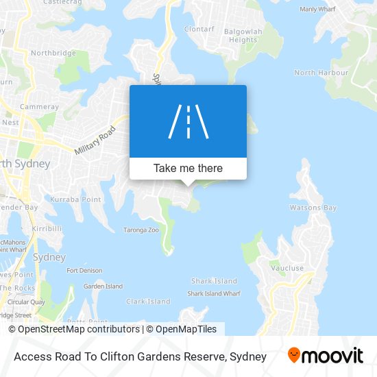 Mapa Access Road To Clifton Gardens Reserve