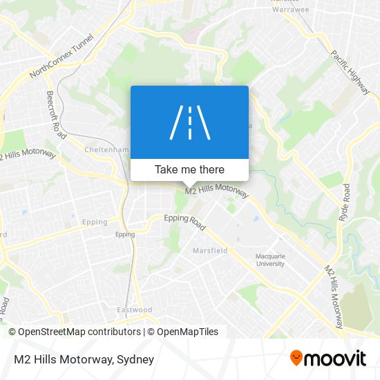 M2 Hills Motorway map