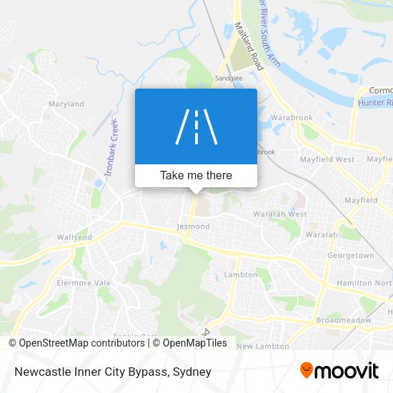 Newcastle Inner City Bypass map