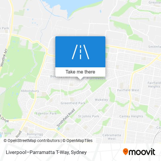 Liverpool–Parramatta T-Way map