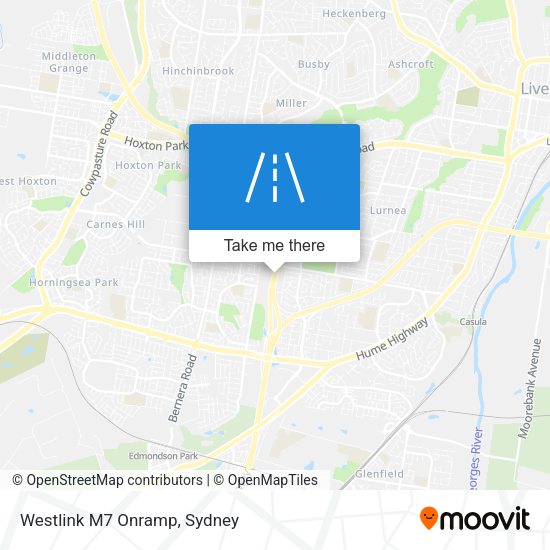 Westlink M7 Onramp map