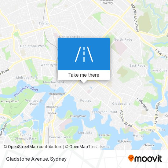 Mapa Gladstone Avenue