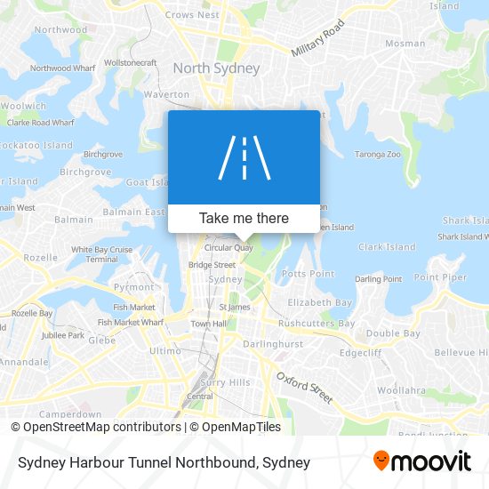 Sydney Harbour Tunnel Northbound map