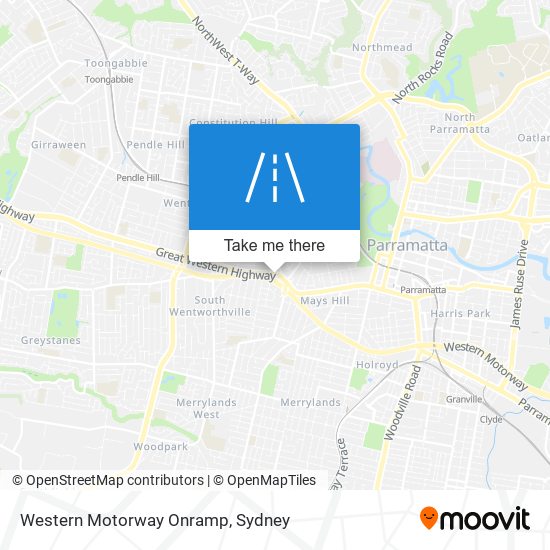 Western Motorway Onramp map