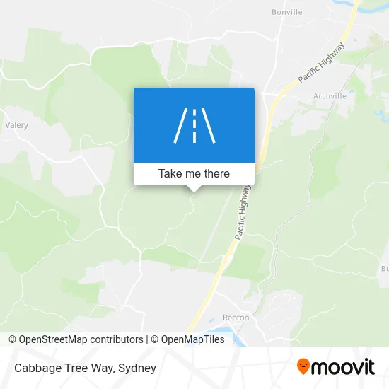 Mapa Cabbage Tree Way