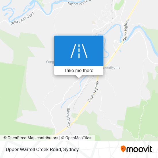 Upper Warrell Creek Road map