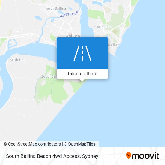 South Ballina Beach 4wd Access map