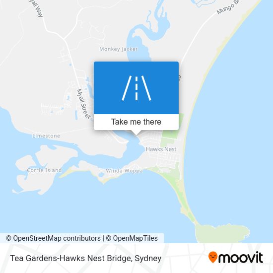 Tea Gardens-Hawks Nest Bridge map