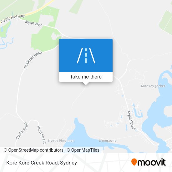 Kore Kore Creek Road map