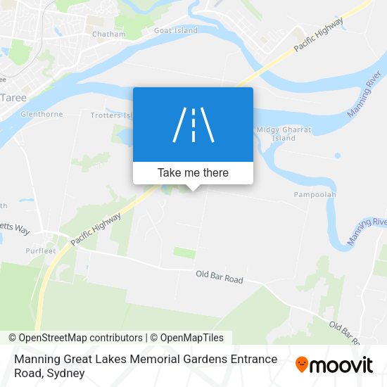 Manning Great Lakes Memorial Gardens Entrance Road map