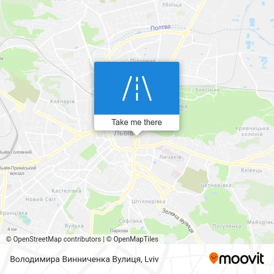 Карта Володимира Винниченка Вулиця